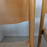 Set of 6 stackable chairs in beech and jute.