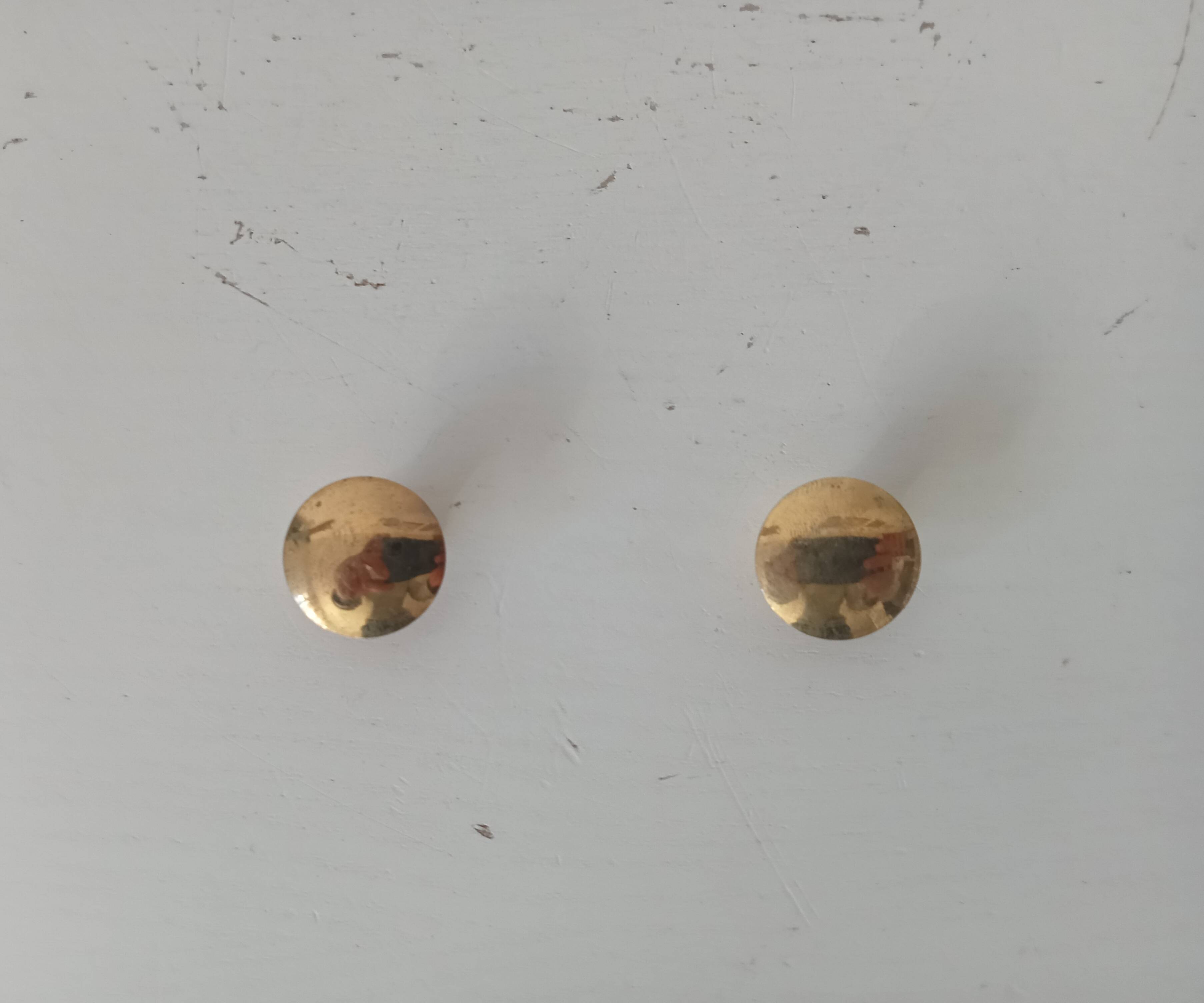Pair of vintage brass "lens" knobs/furniture handles