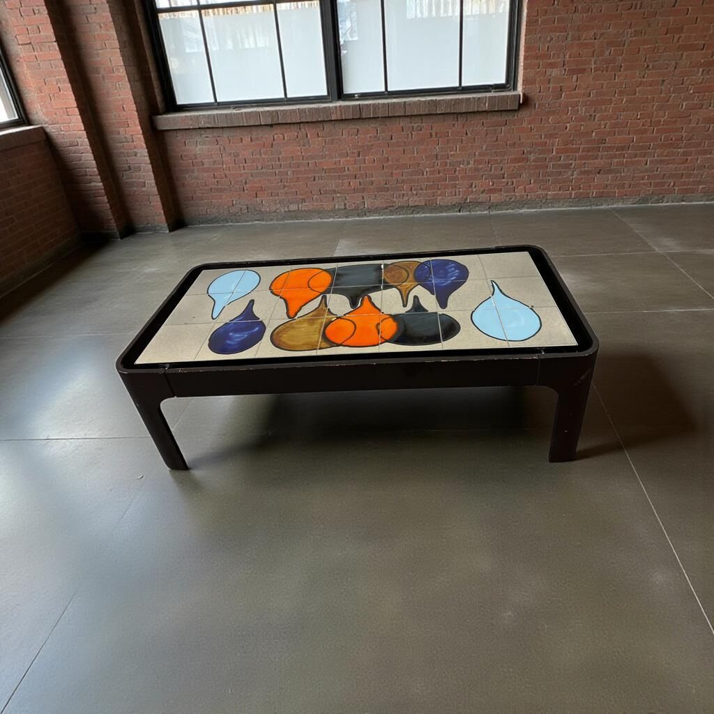 Vintage ceramic coffee table with rounded corners