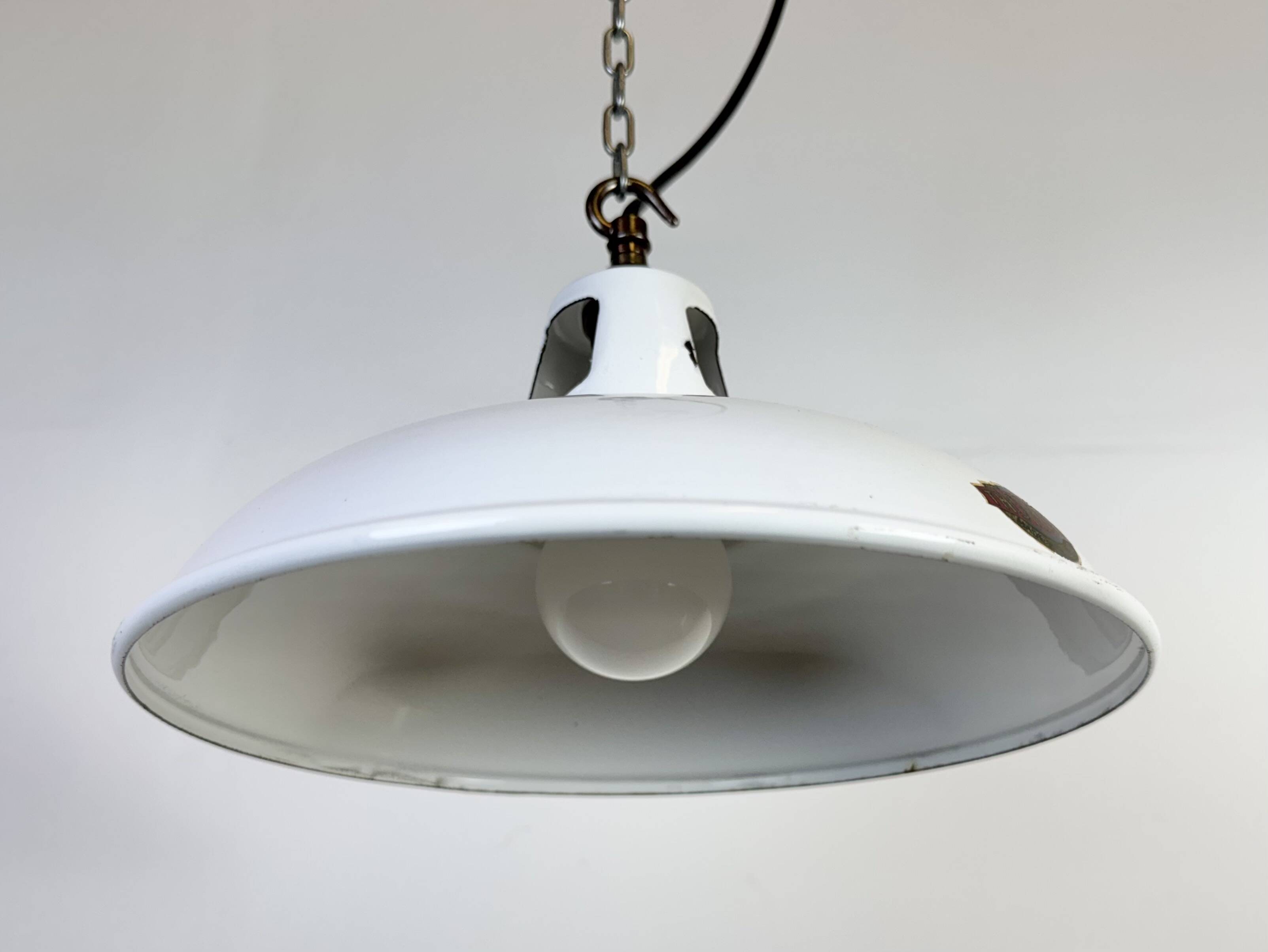 Industrial White Enamel Factory Pendant Lamp from Thorlux, 1960s