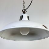 Lampe à suspension industrielle en émail blanc de Thorlux, années 1960