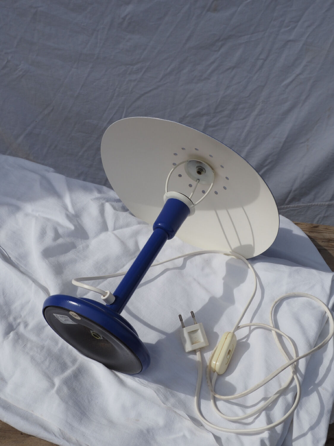 Blue table lamp Aluminor 1960-70
