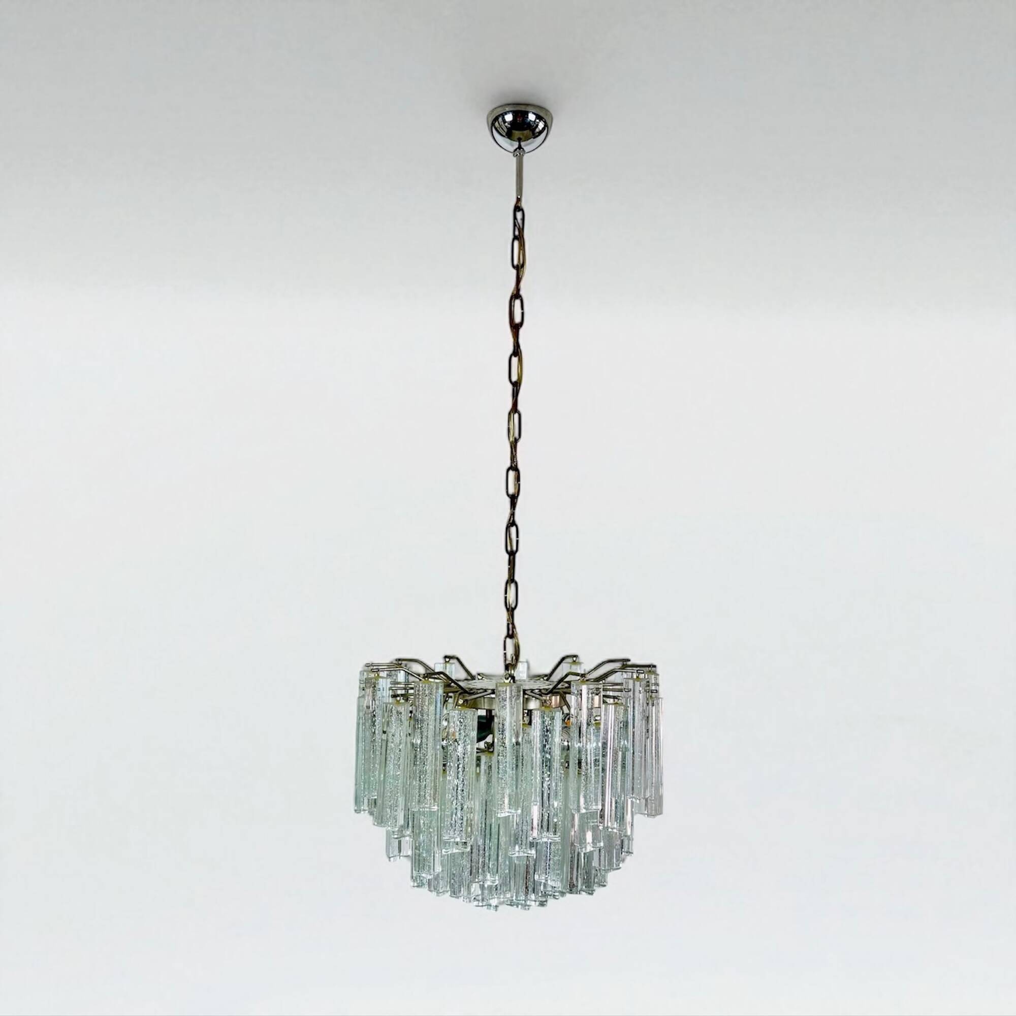 Murano Glass Ceiling Light with Clear Prisms, Italy 1970s