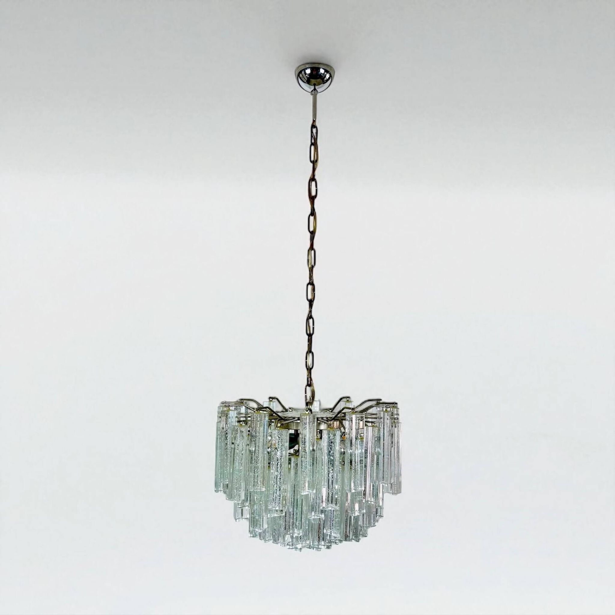 Murano Glass Ceiling Light with Clear Prisms, Italy 1970s