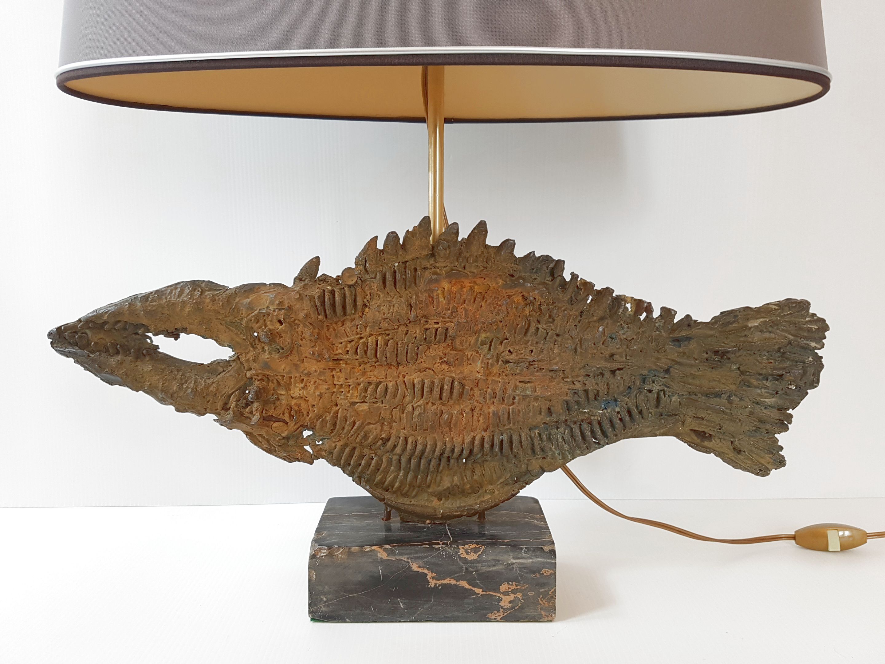 Table lamp in bronze & marble 1970