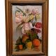 Tableau De La Fin Du 19ème Siècle, Signé, Fleurs, Citrons, Oranges. 67x43