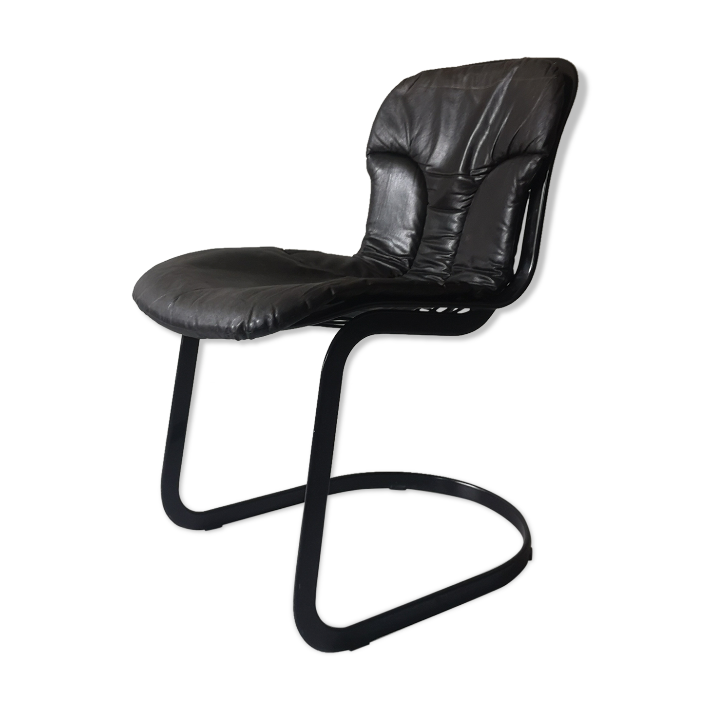 Black metal chair and Leather Cidue, Italy 1970