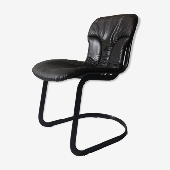 Chaise en métal noir et cuir Cidue, Italie 1970