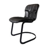Chaise en métal noir et cuir Cidue, Italie 1970