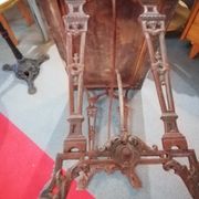Bistro table over wood cast iron legs