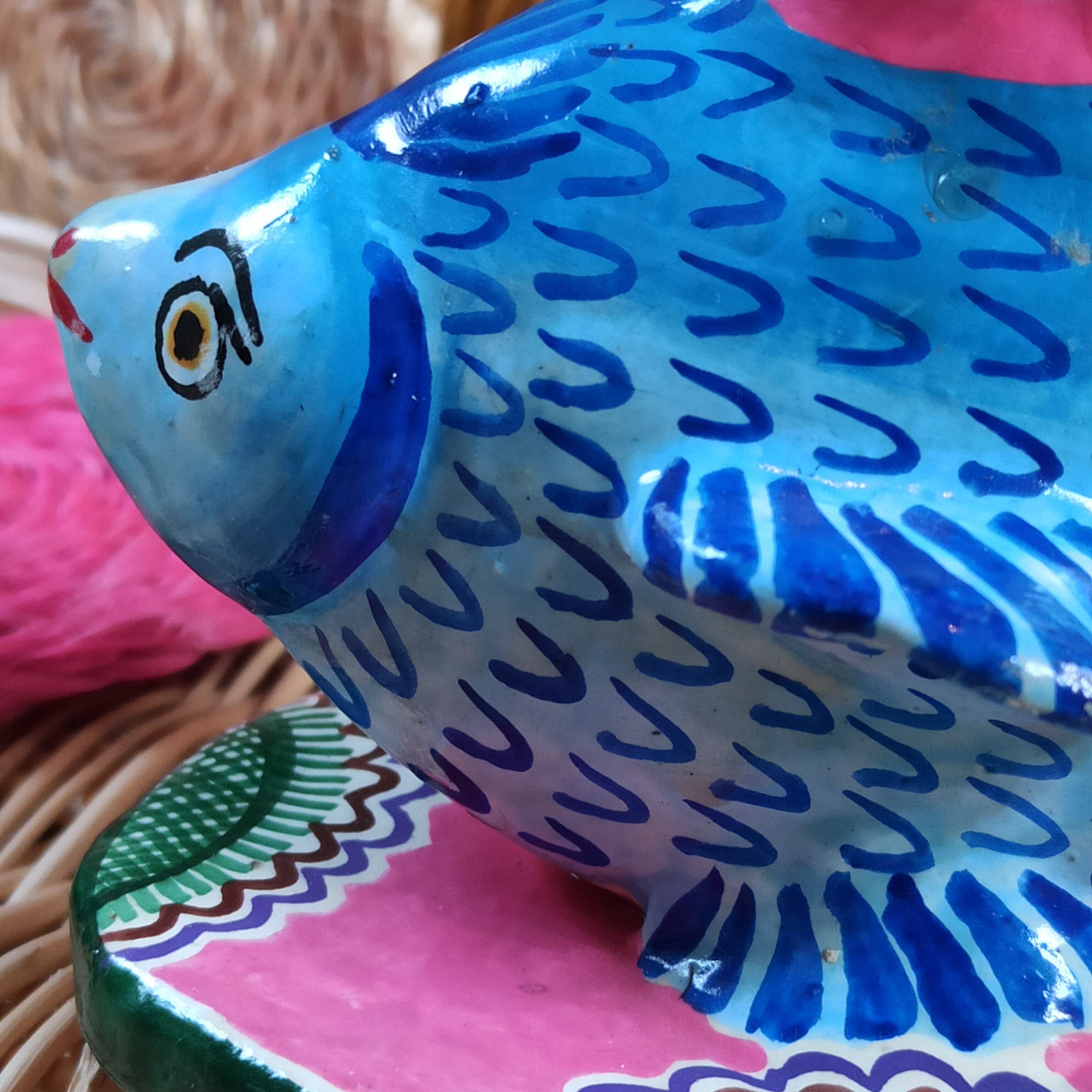 Candle holder vintage fish art from Mexico