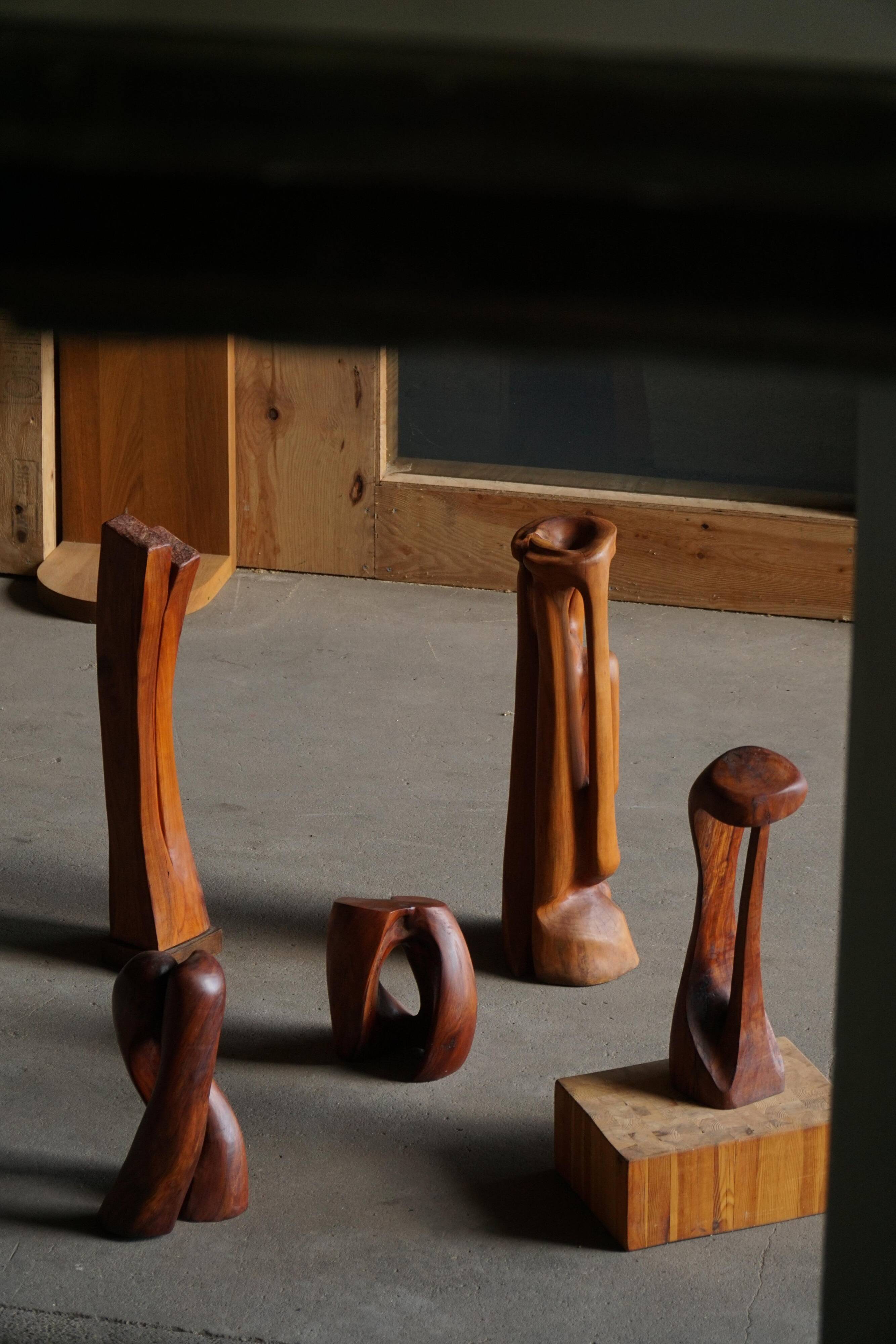 Large wooden sculpture "Woman" by Ole Wettergren, Danish modern, 1970s.