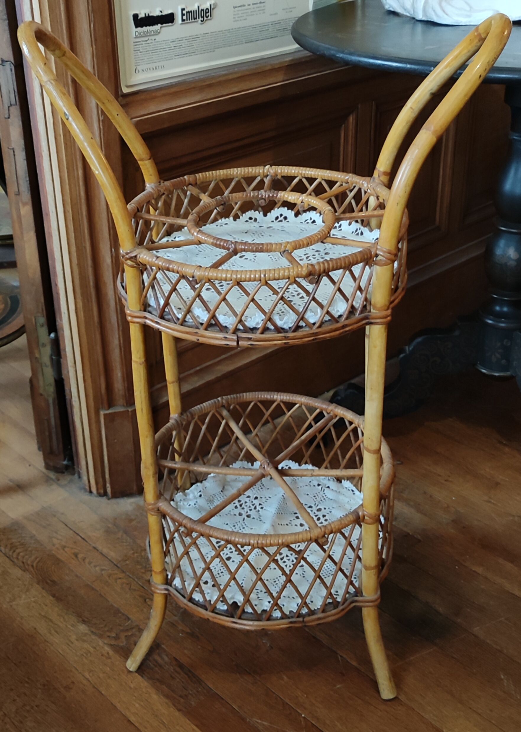 Rattan serving table