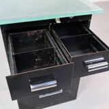 1930's modernist desk in black lacquered metal