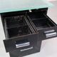 1930's modernist desk in black lacquered metal
