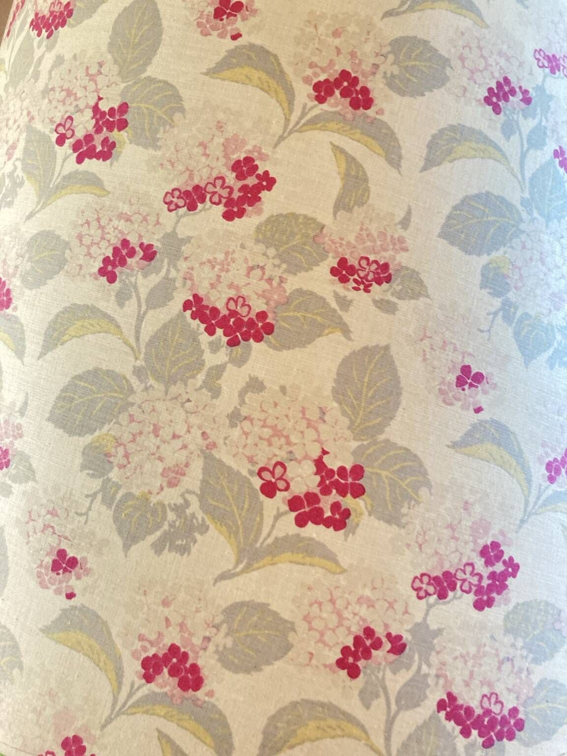 Vintage XXL lamp with pink flowers – Ceramic vase & matching lampshade
