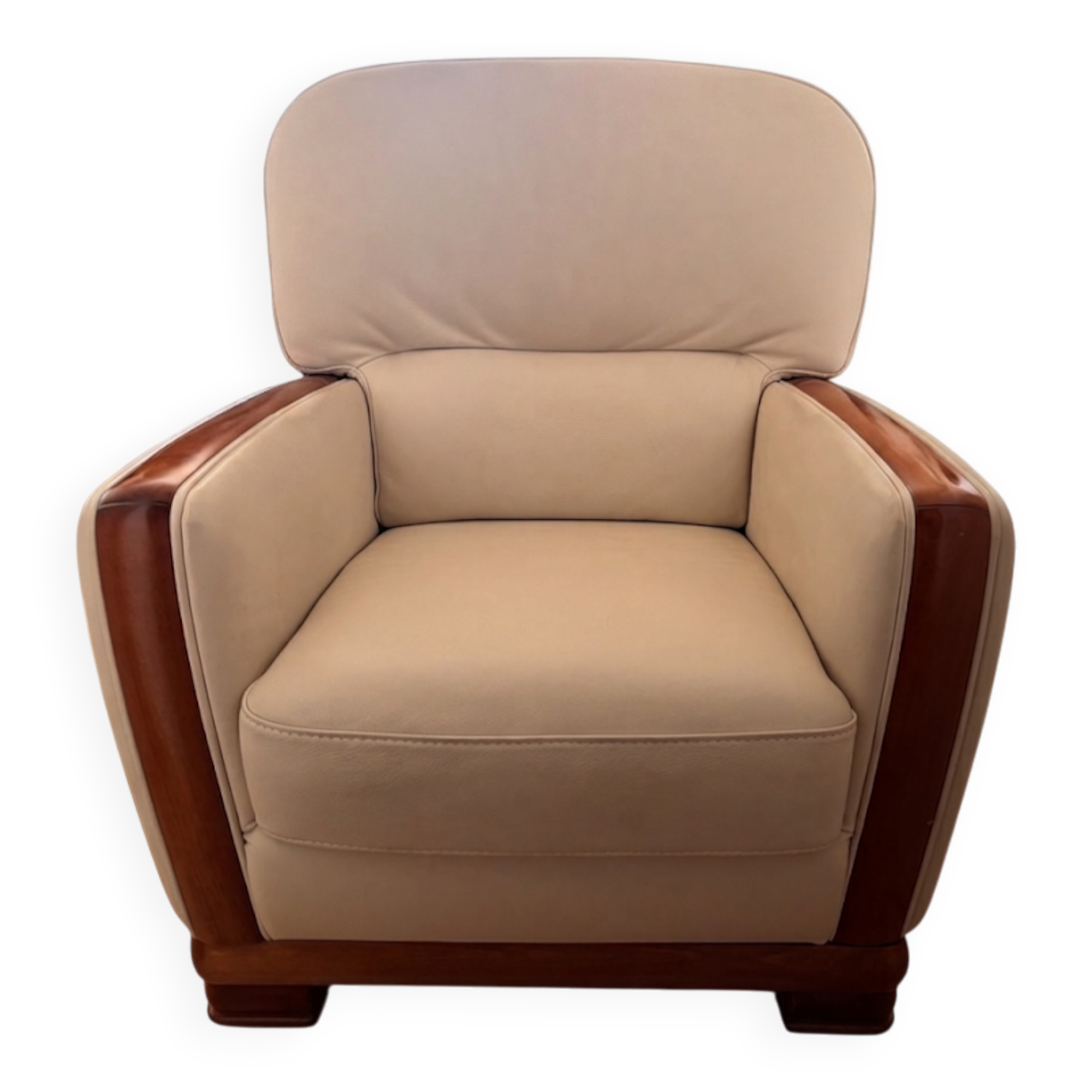 Fauteuil beige Bellino cuir camif meris