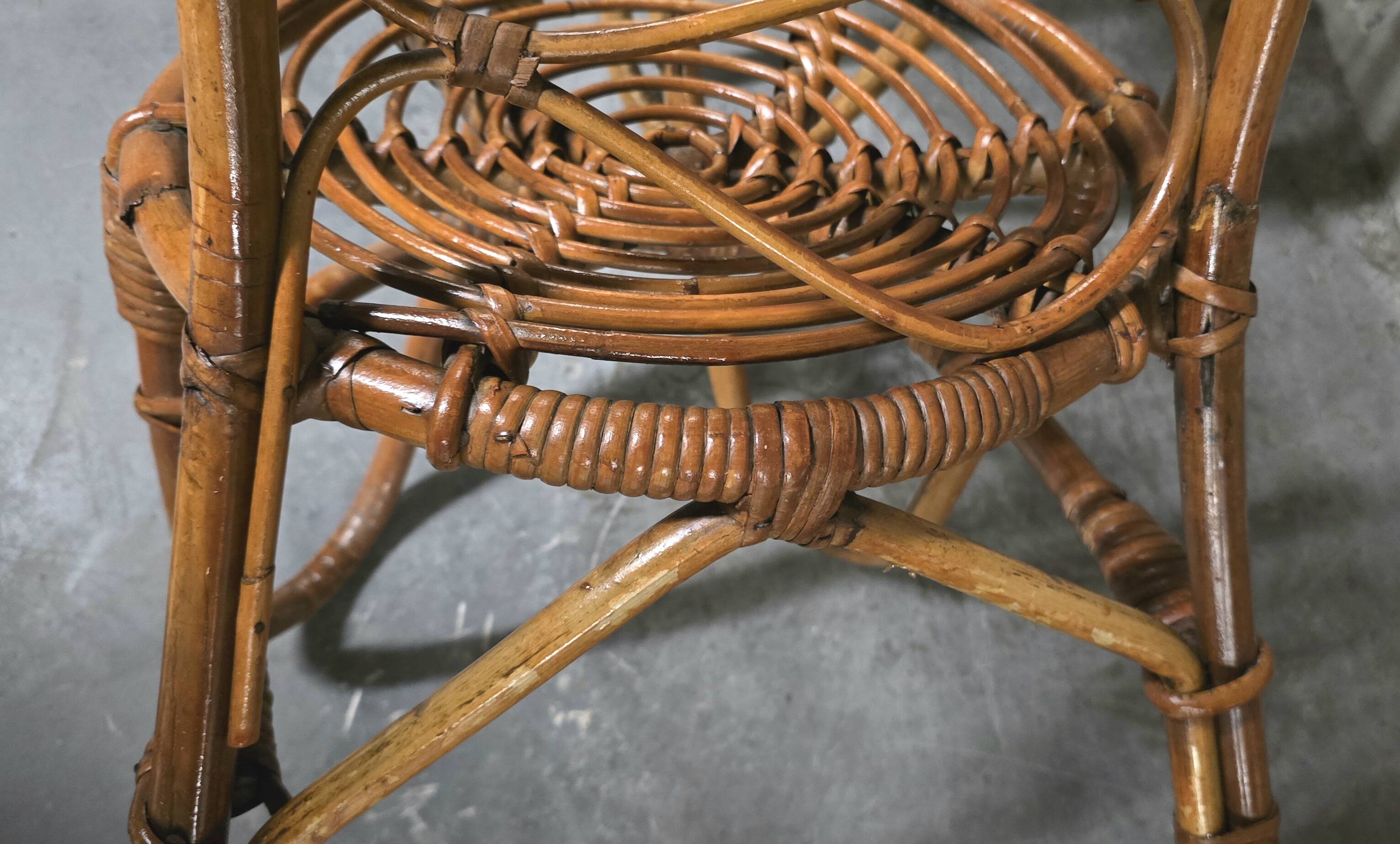 Set of 4 bamboo chairs produced, 1960