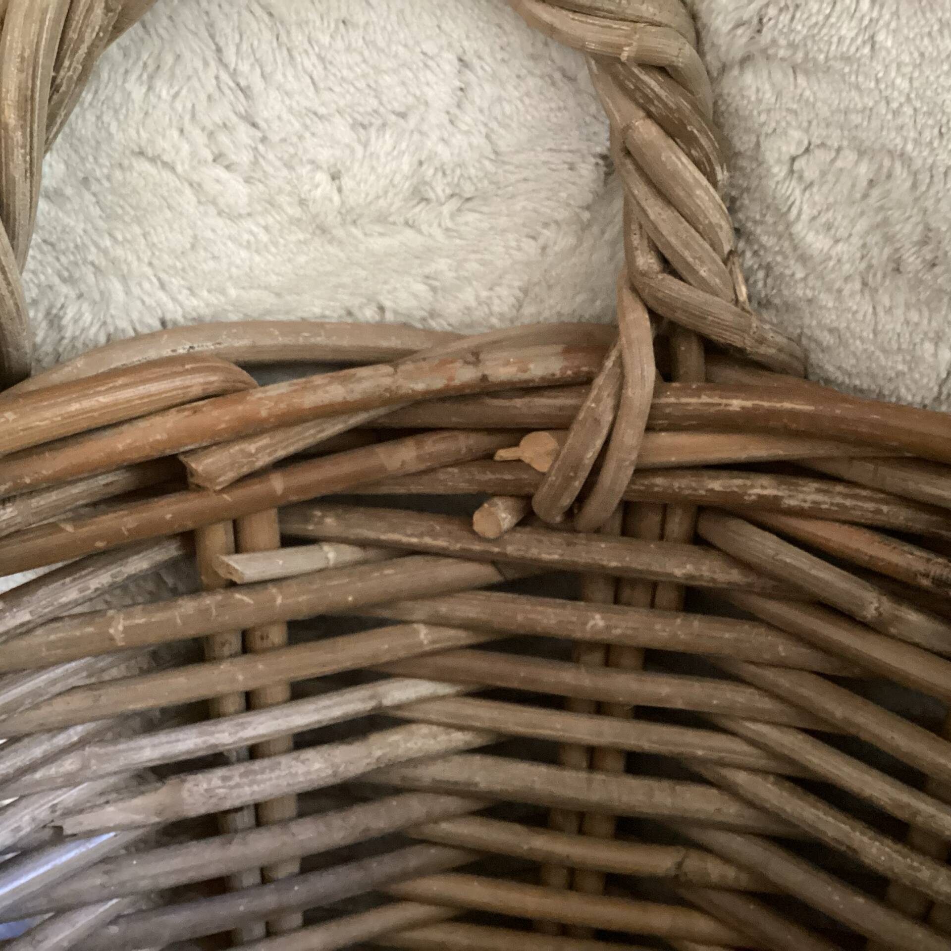 Large basket with rattan handles