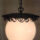 Metal lantern suspension and opaline globe by Delmas - mid 20th century.