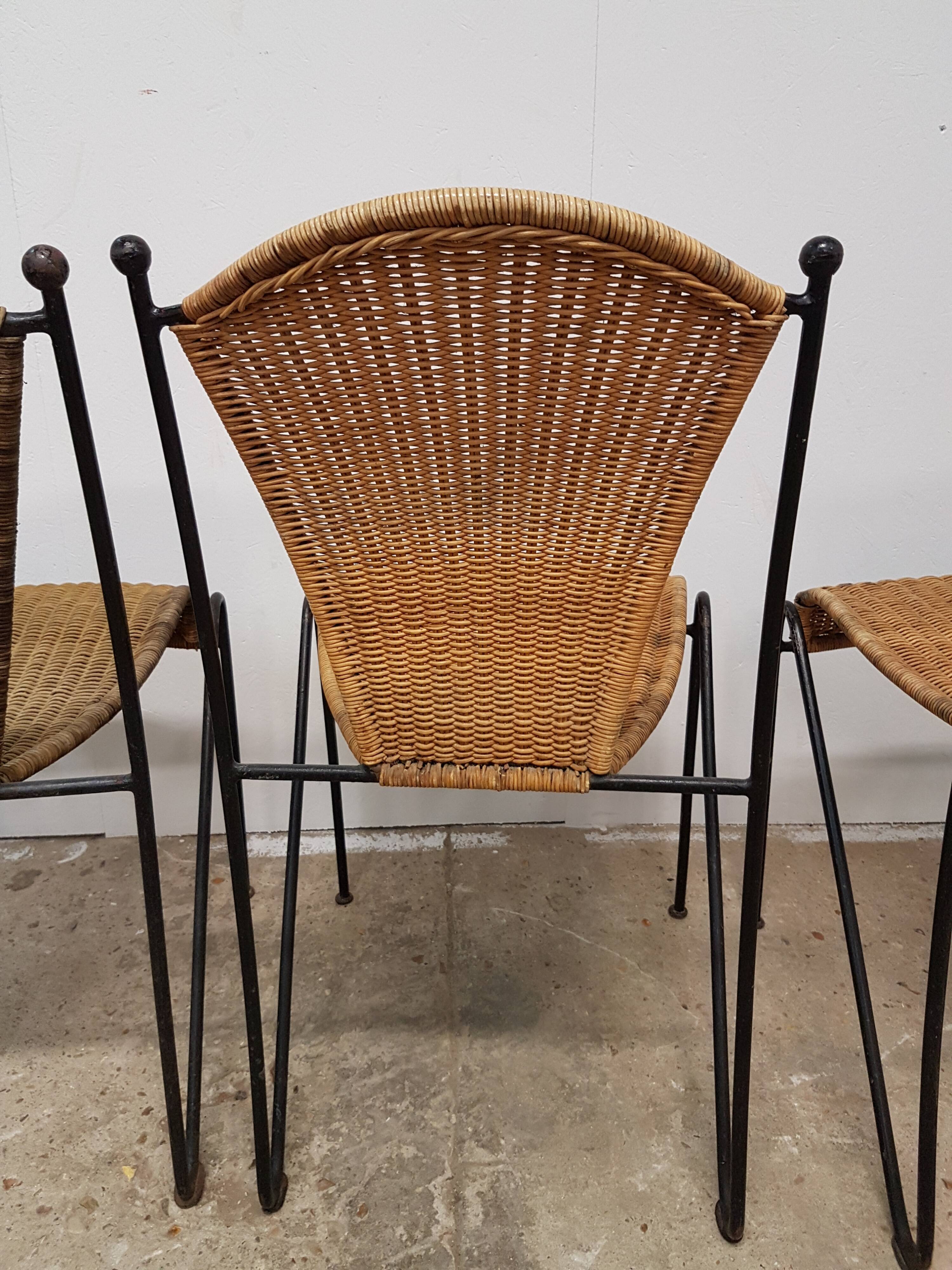Vintage wicker and black steel chair