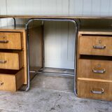 Bauhaus desk in oak and chrome, 1930s