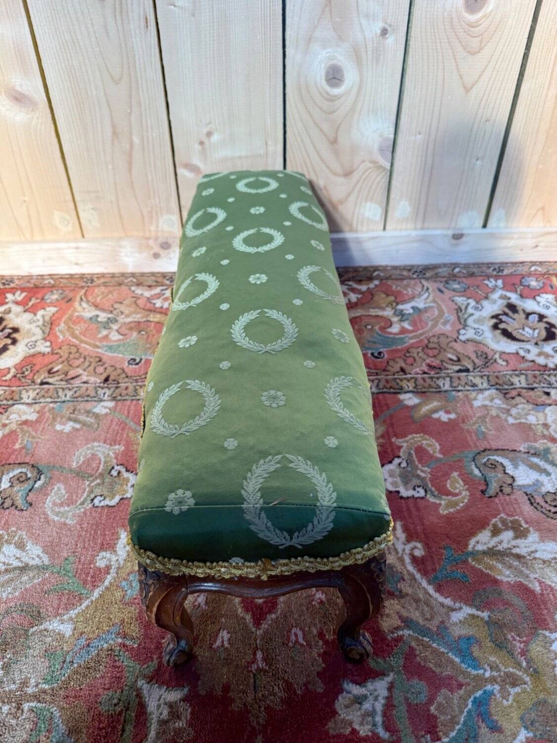 Louis XV Style Footrest – Six Cabriole Legs – Carved Wood