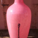 Art deco style pink glass vase