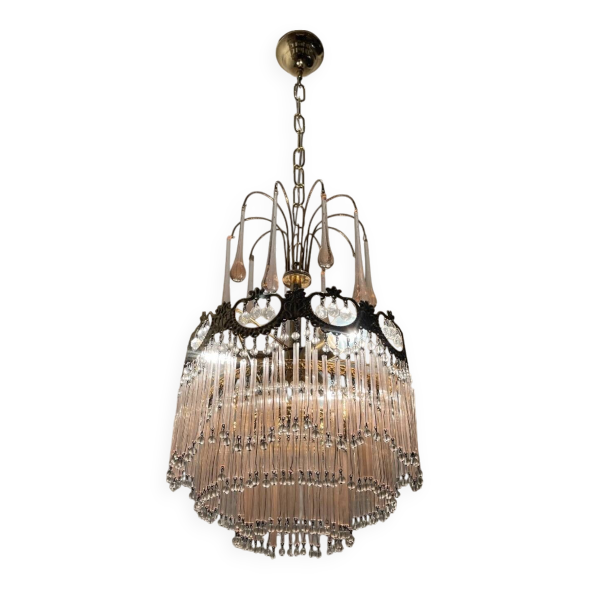 Pink Murano Glass Rod Chandelier