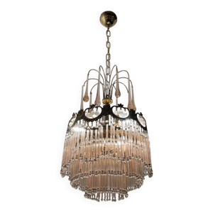 Lustre à tige en verre - rose