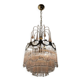 Pink Murano Glass Rod Chandelier