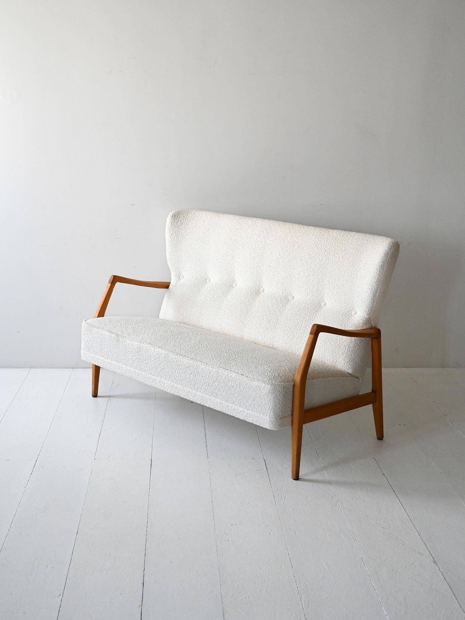 Vintage Scandinavian sofa with faux lambskin