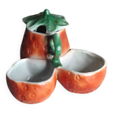 Salt and pepper shakers, mustard pot, slip