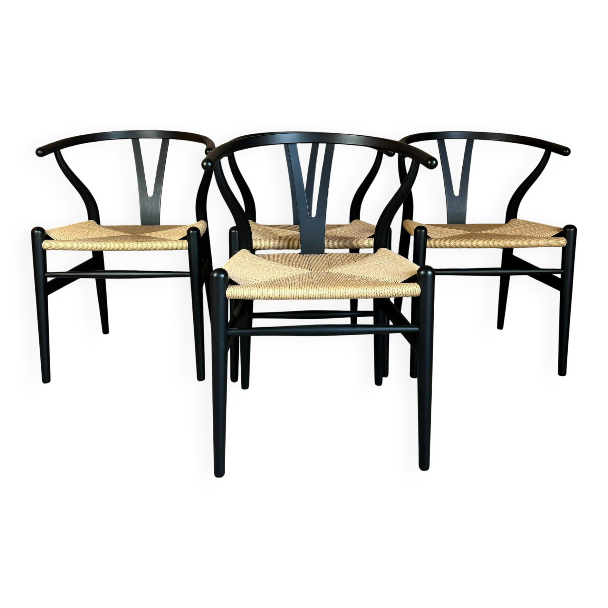 Set of four CH24 Hans J. Wegner for Carl Hansen, Wishbone chairs. Denmark 1960