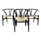 Set of four CH24 Hans J. Wegner for Carl Hansen, Wishbone chairs. Denmark 1960