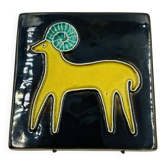 Vintage ceramic tile by Yvette Manoy - 1968