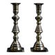 Pair of Victorian copper and brass candlesticks