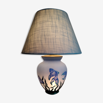 Lampe en pâte de verre La Rochère décor au fond marin