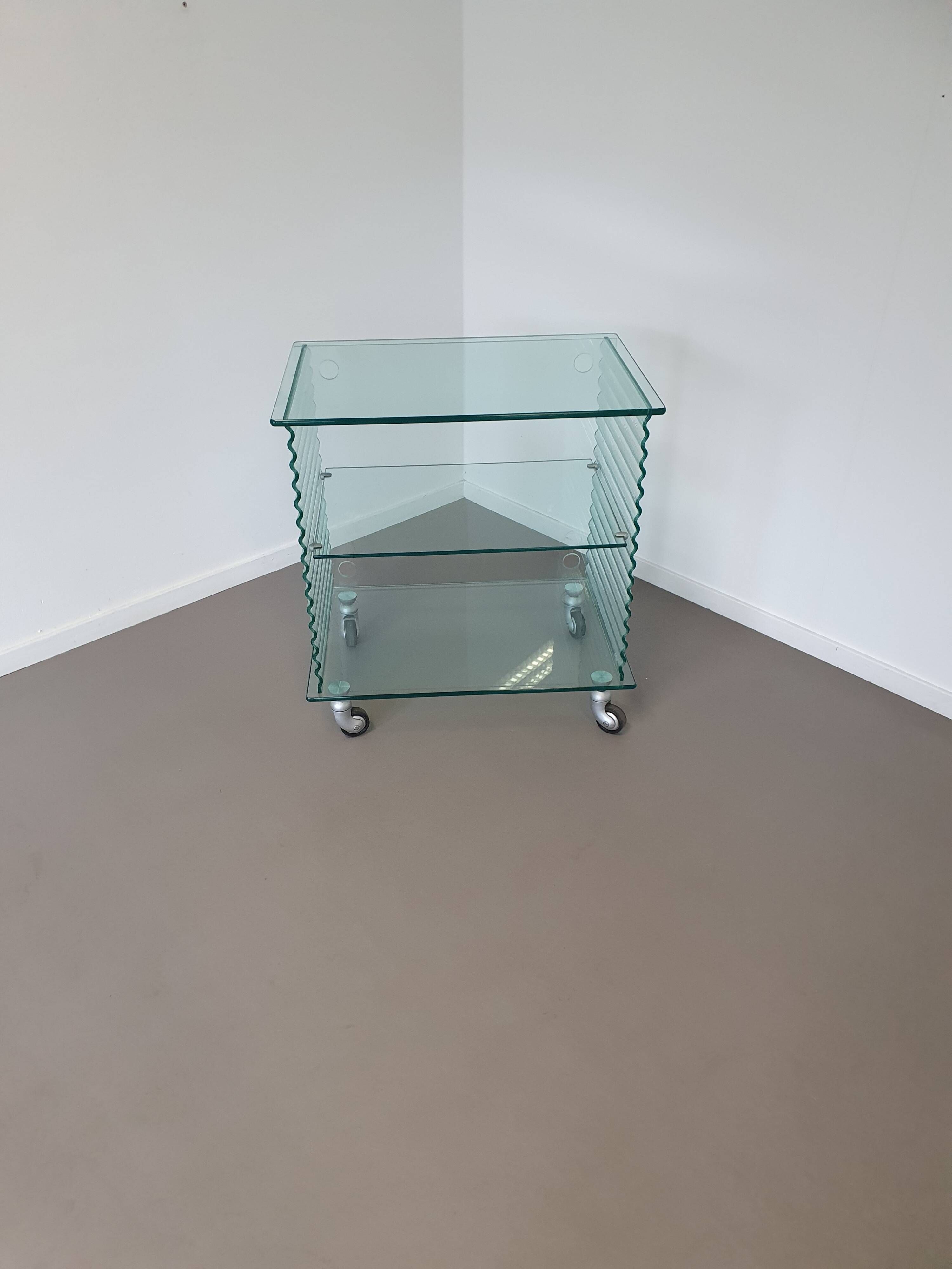 Onda Series Glass Media Cabinet by Ron Arad for Fiam, Italy, 1980