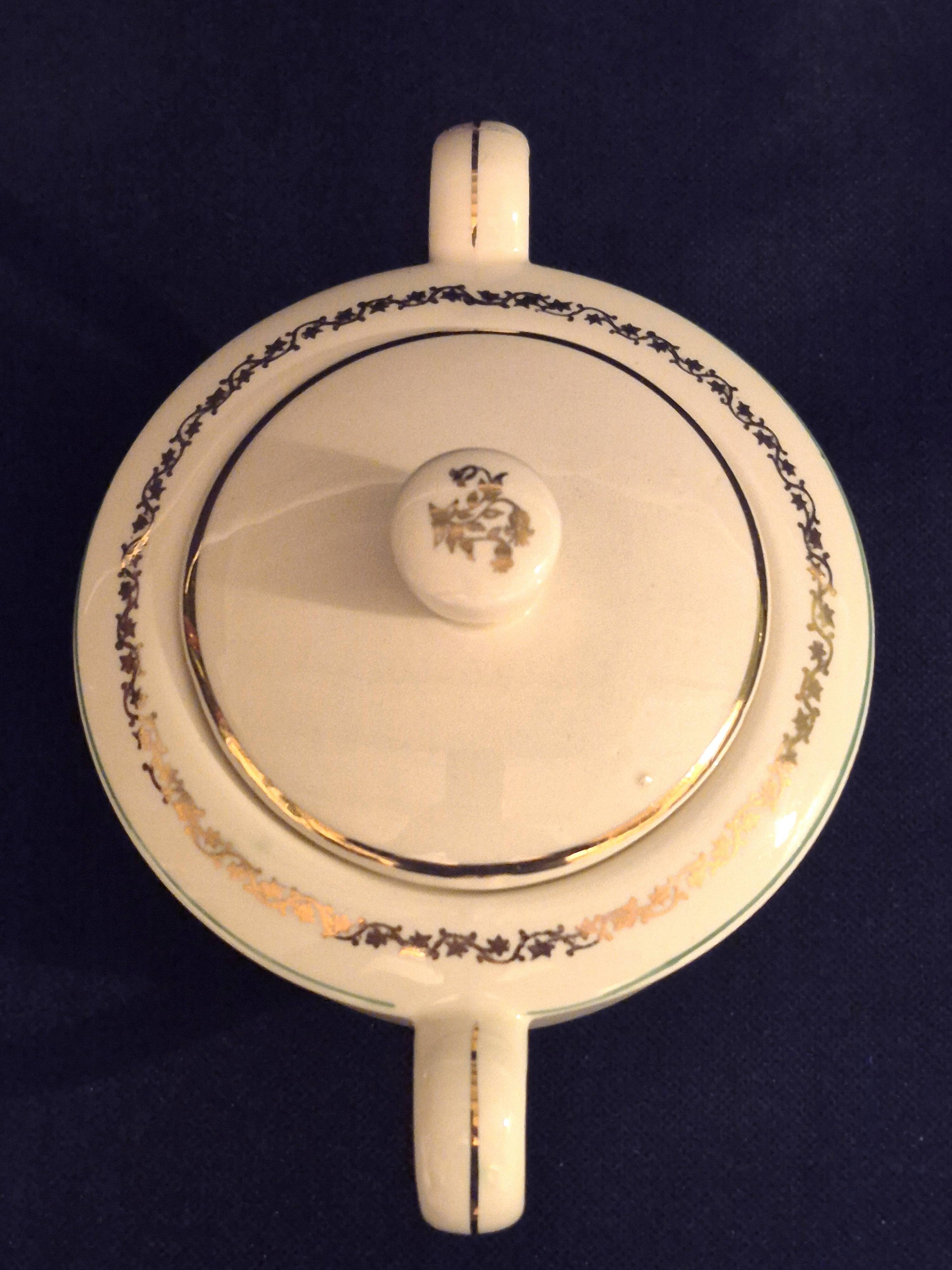 Antique sugar bowl, in Gien earthenware, Model Valence A040