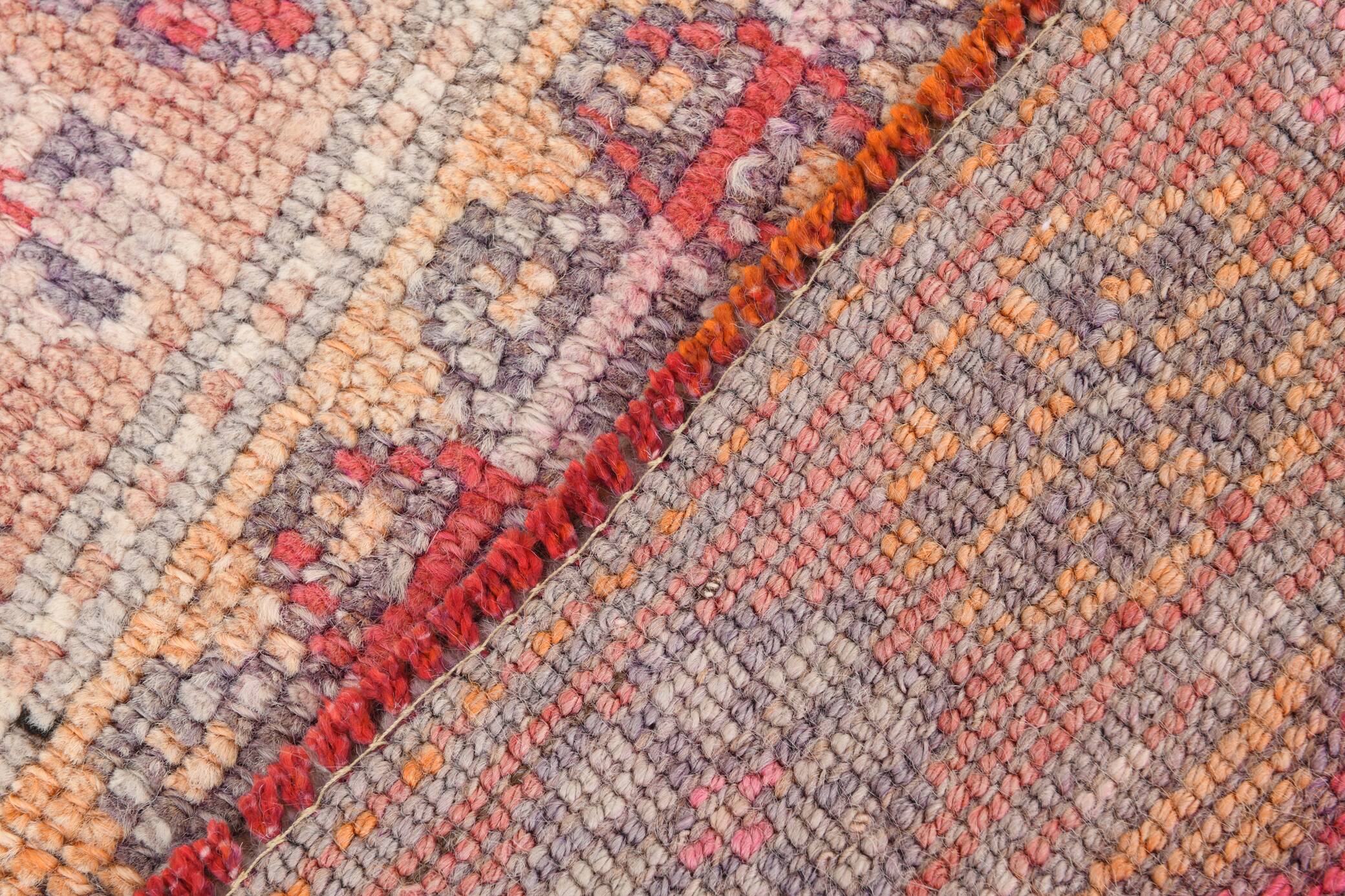 3x13 Soft Pink Vintage Oushak Long Stairs Runner Rug, 83x379 Cm