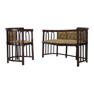 1910s Josef Hoffmann Variation of Art Nouveau "Fledermaus" Seating Set