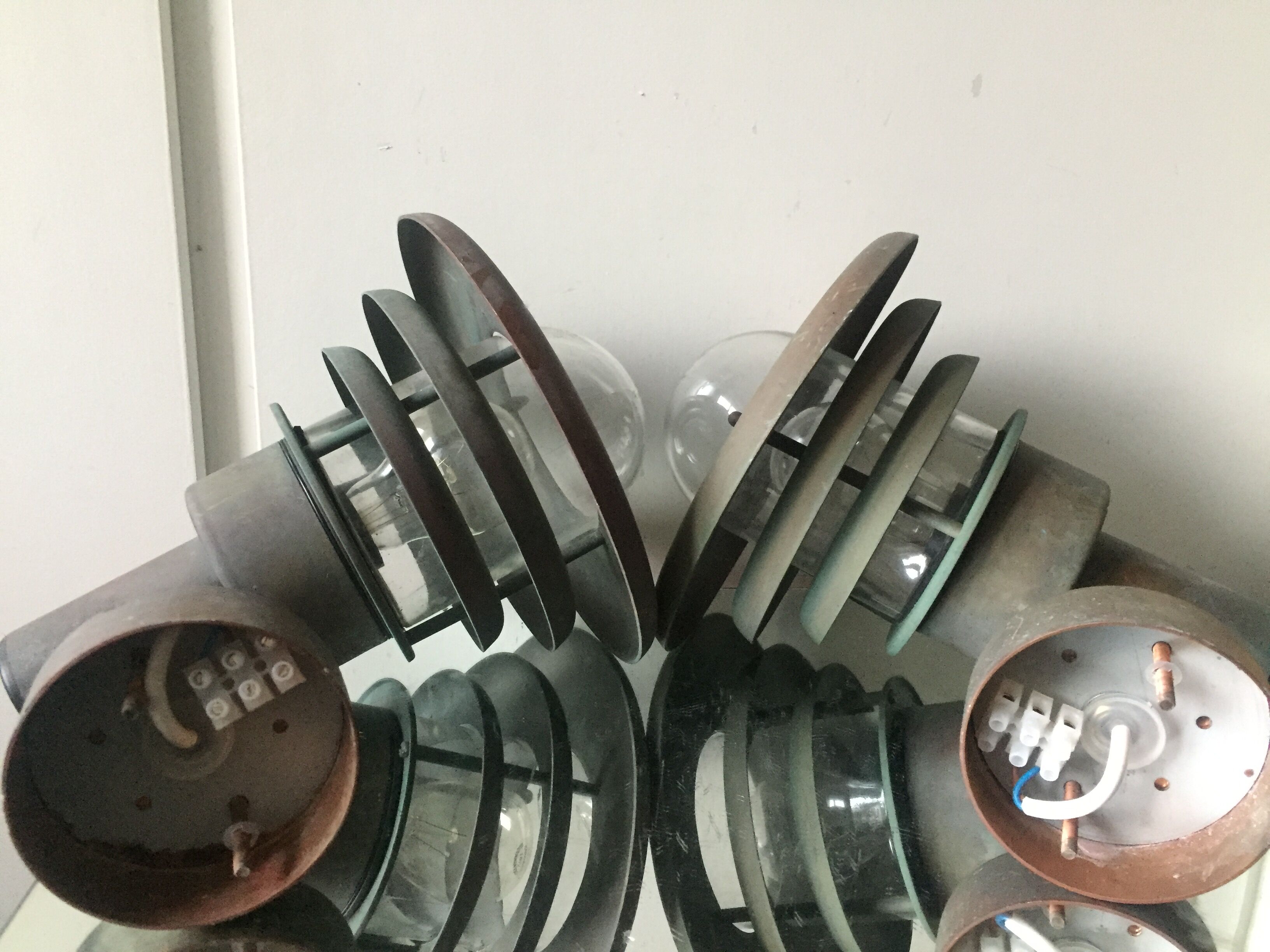 Pair of classic danish copper outdoor lamps