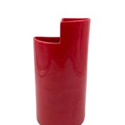 Franco Bettonica, red ceramic vase mod. fb1, Gabbianelli Italy ca. 1970