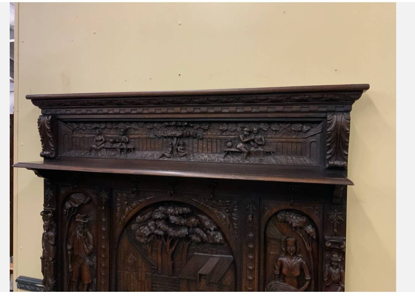 Antique impressive wardrobe with bench trunk.