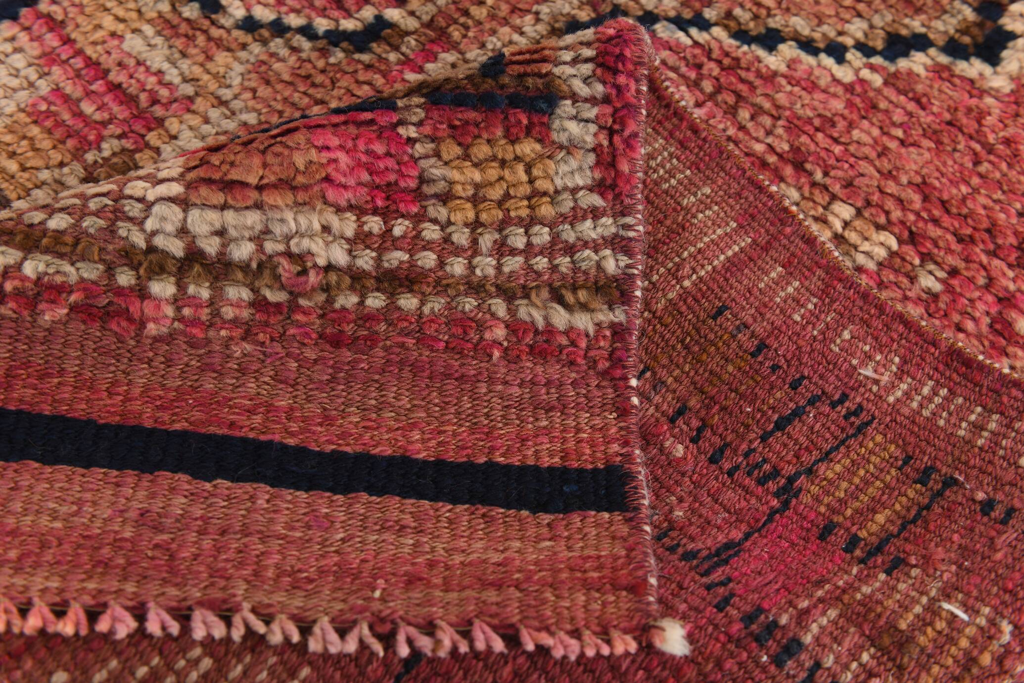 Red Cream Tribal Turkish Runner Rug 88x311Cm SK 18885