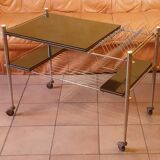 Table on wheels for electrophone and vinyl records, 50s / 60s