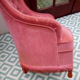 Pink velvet padded toad chair