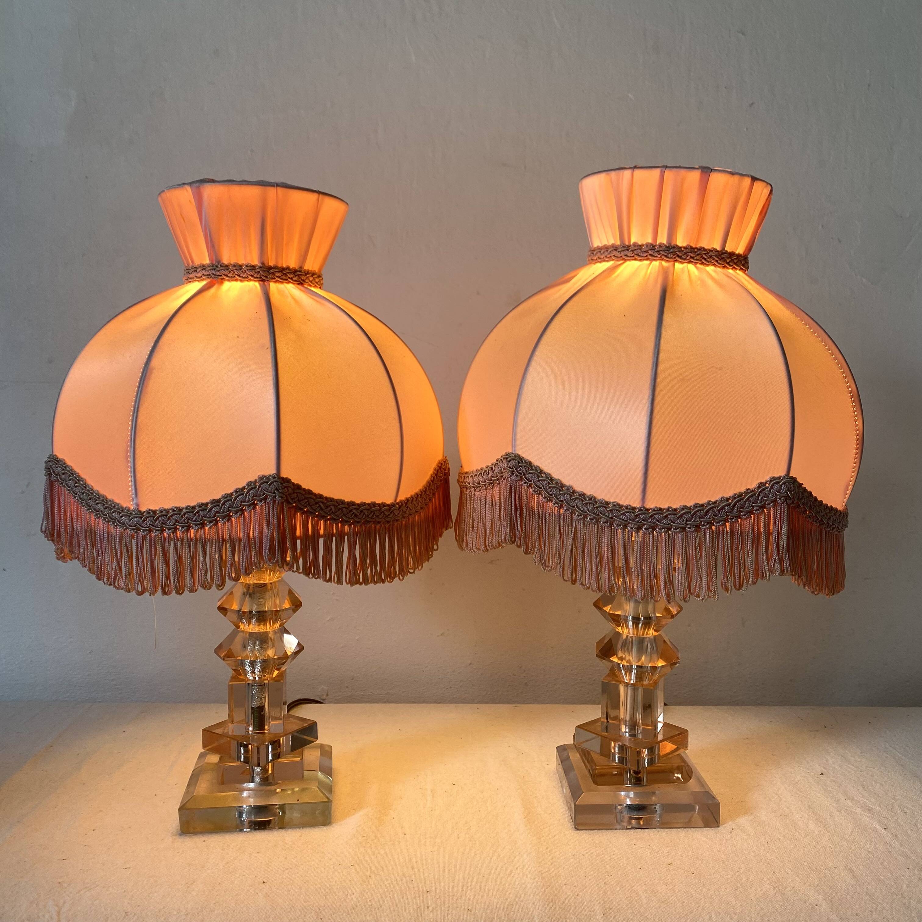 Pair of 60s glass lamps