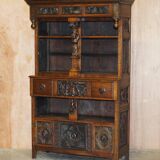 Large Italian library sculpted with figures